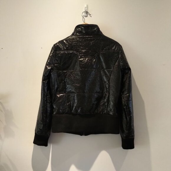 NWOT Sandwich Wet look Bomber Jacket Biker Moto Jacket vinyl look Mobwife Jacket - Picture 10 of 17